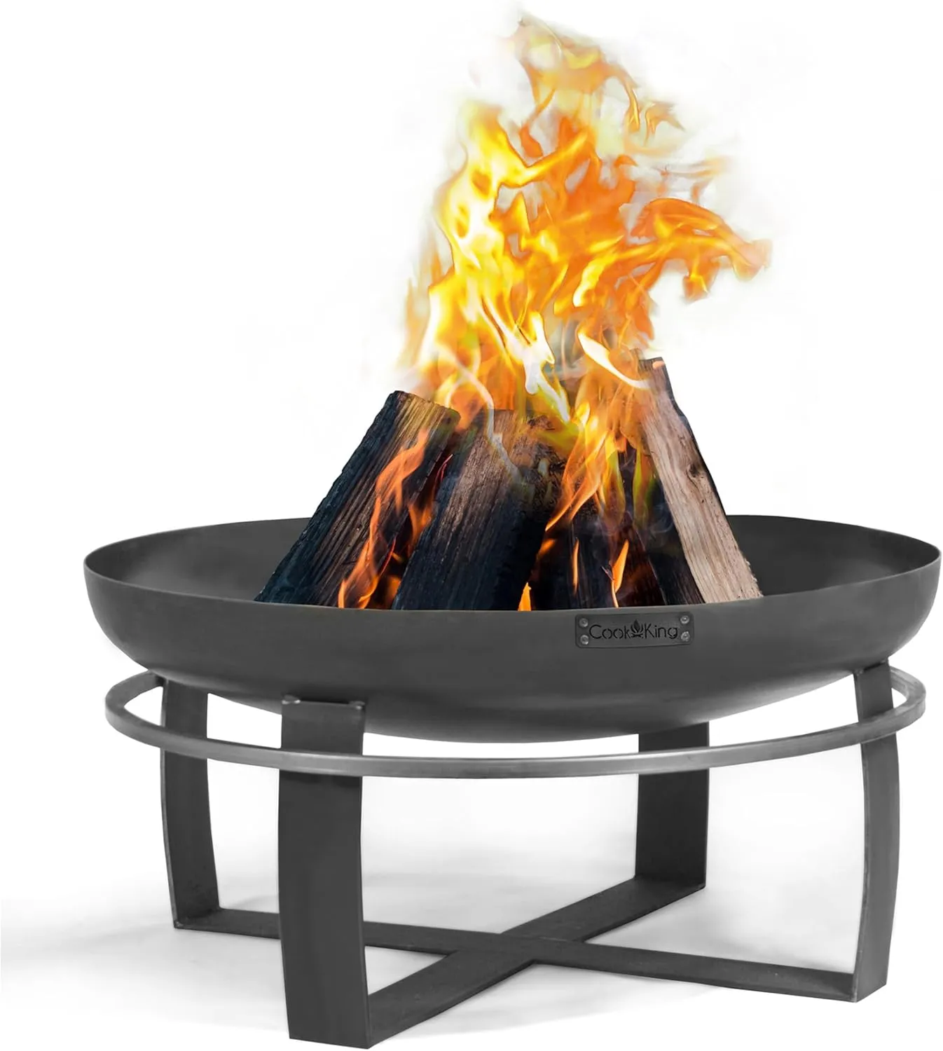 Good Directions Fire Pit Ignition 24" Handcrafted Cooking Fire Pit with Cooking Grill Plate Attachment for Backyard Bonfire Campfire for Outside, Medium Outdoor Firepit, Raw Steel