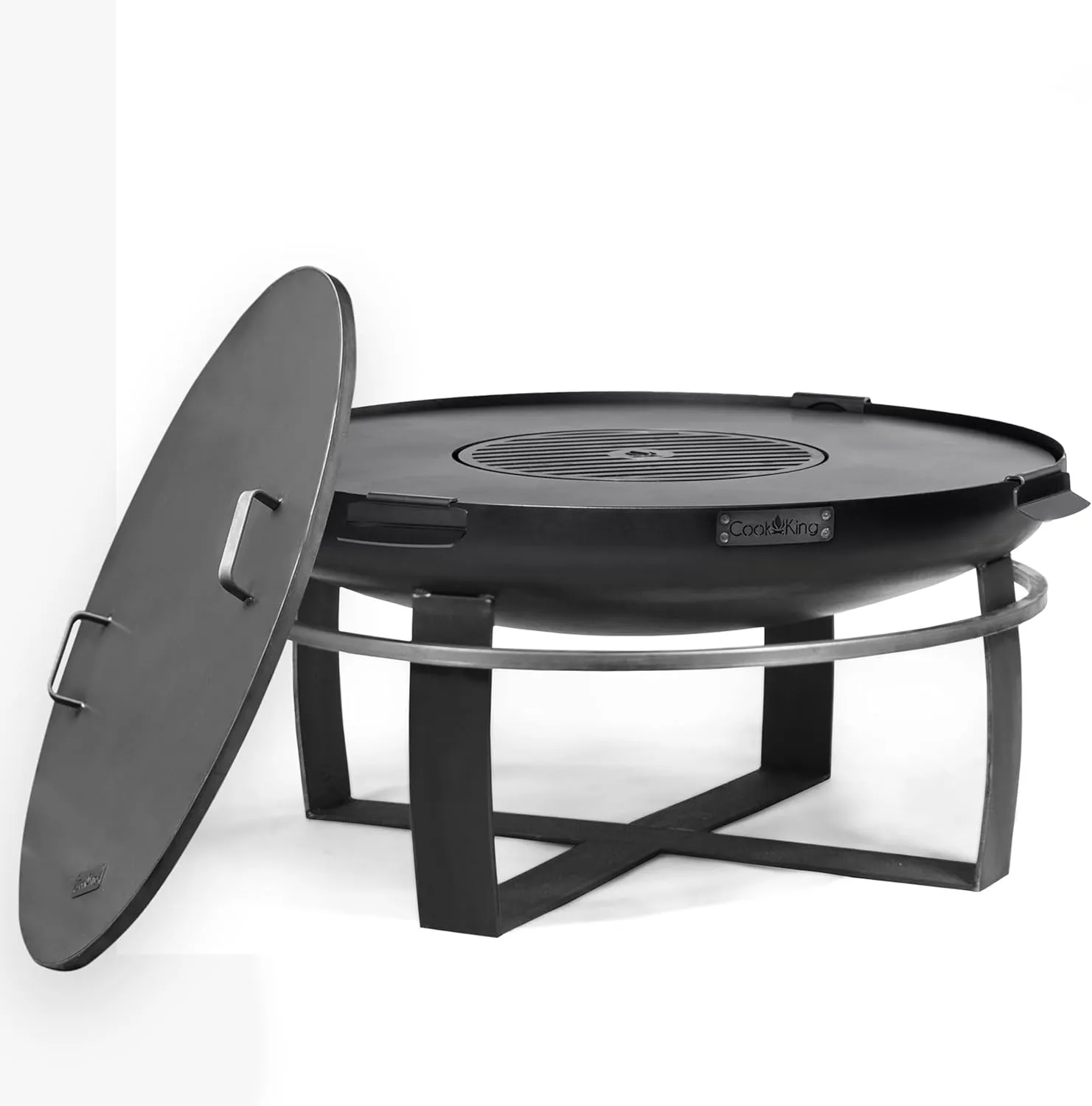 Good Directions Fire Pit Ignition 32" Large Handcrafted Cooking Fire Pit with Grill Plate Attachment and Cover Lid and Wood Burning for Backyard Bonfire Campfire for Outside, Large Outdoor Steel