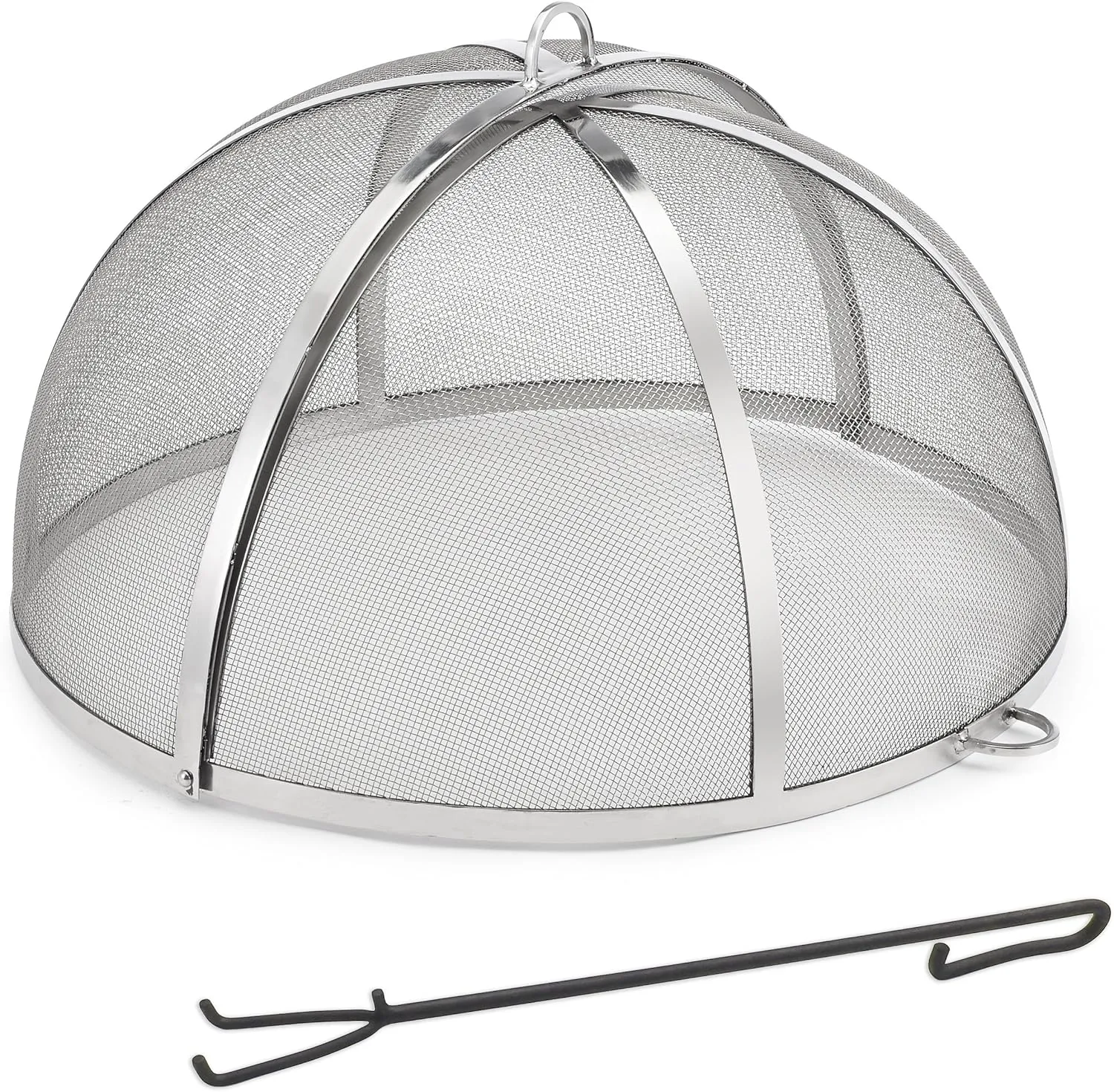 Good Directions Heavy Duty Fire Pit Spark Screen with Lifter, Stainless Steel, Hinged for Easy Access, 24 Inch Diameter
