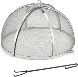 Good Directions Heavy Duty Fire Pit Spark Screen with Lifter, Stainless Steel, Hinged for Easy Access, 24 Inch Diameter