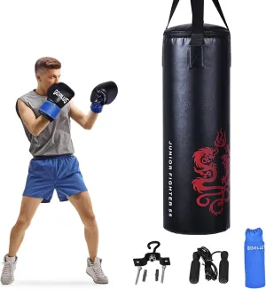 Goplus Punching Bag Set with Gloves, 22LBS/ 40LBS Filled Kick Boxing Bag, Rucksack, Jump Rope, Firm Hook, Heavy Bag for Kids Youth Adults MMA Training, Muay Thai, Krav MAGA, Taekwondo, Karate