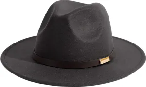 Gossifan Fedora Hats for Men Wide Brim Panama Hat with Classic Belt