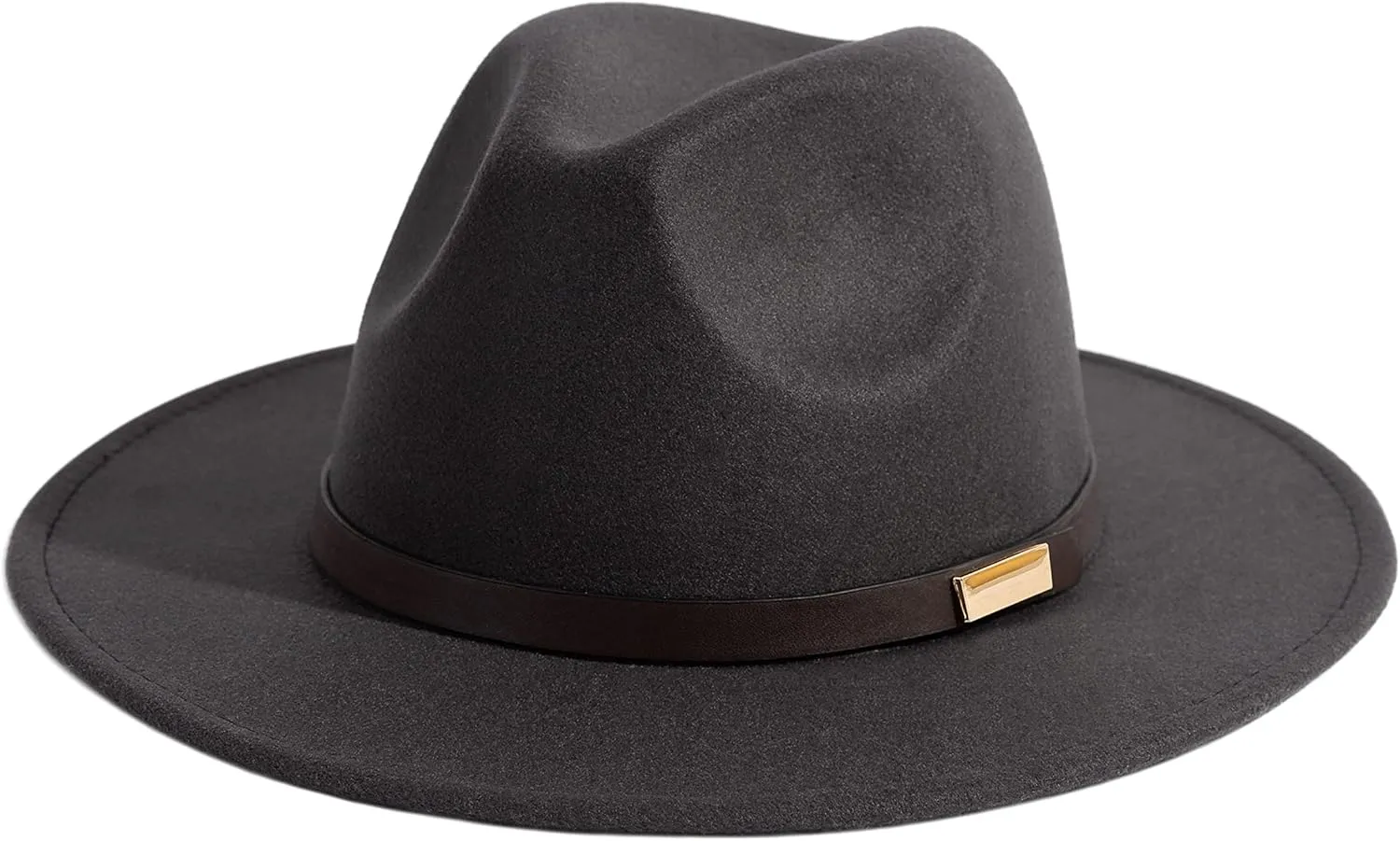 Gossifan Fedora Hats for Men Wide Brim Panama Hat with Classic Belt