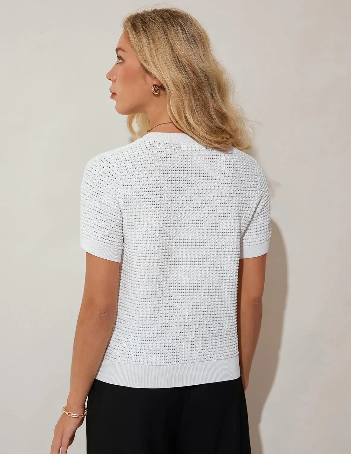 GRACE KARIN Womens Short Sleeve Sweater Crew Neck Summer Sweater Pullovers Tops Lightweight Dressy Casual Knit Blouse