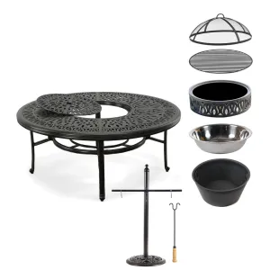 Grand Bonaire Weave Outdoor Fire Pit Table With Accessories