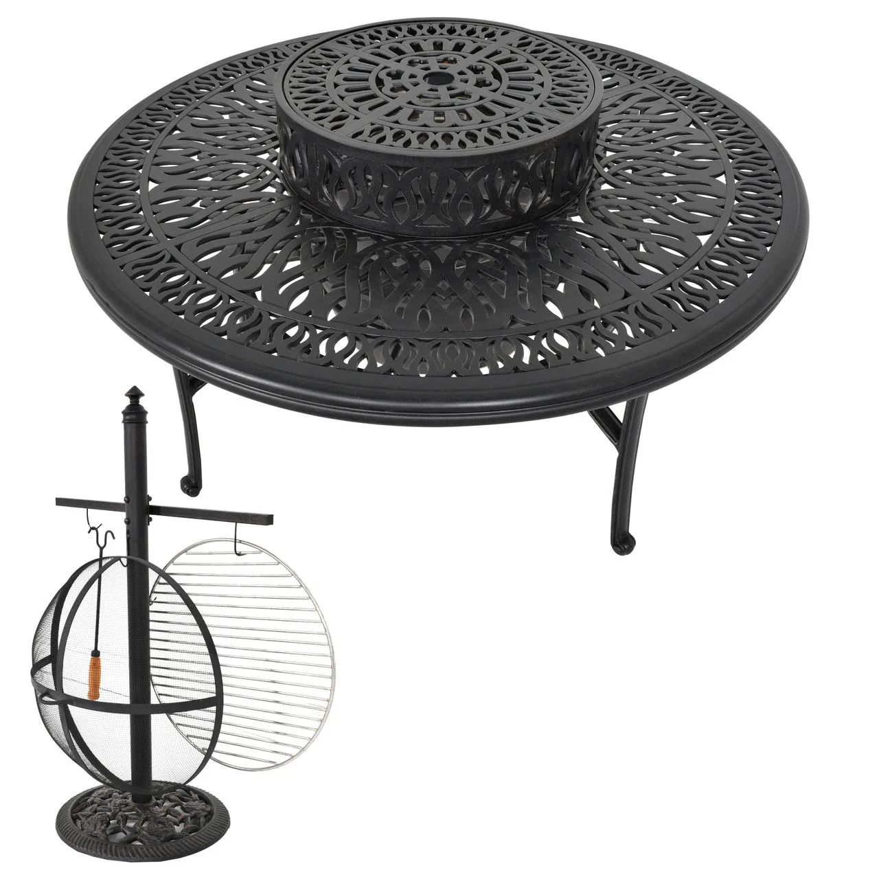 Grand Bonaire Weave Outdoor Fire Pit Table With Accessories