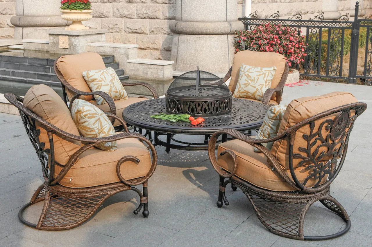 Grand Bonaire Weave Outdoor Fire Pit Table With Accessories