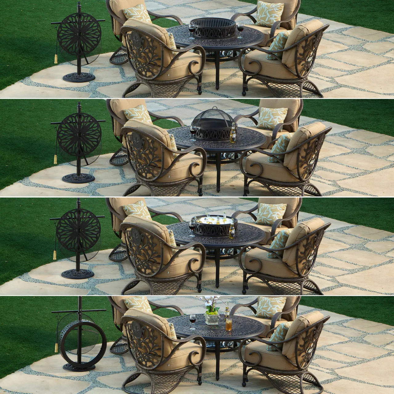 Grand Bonaire Weave Outdoor Fire Pit Table With Accessories