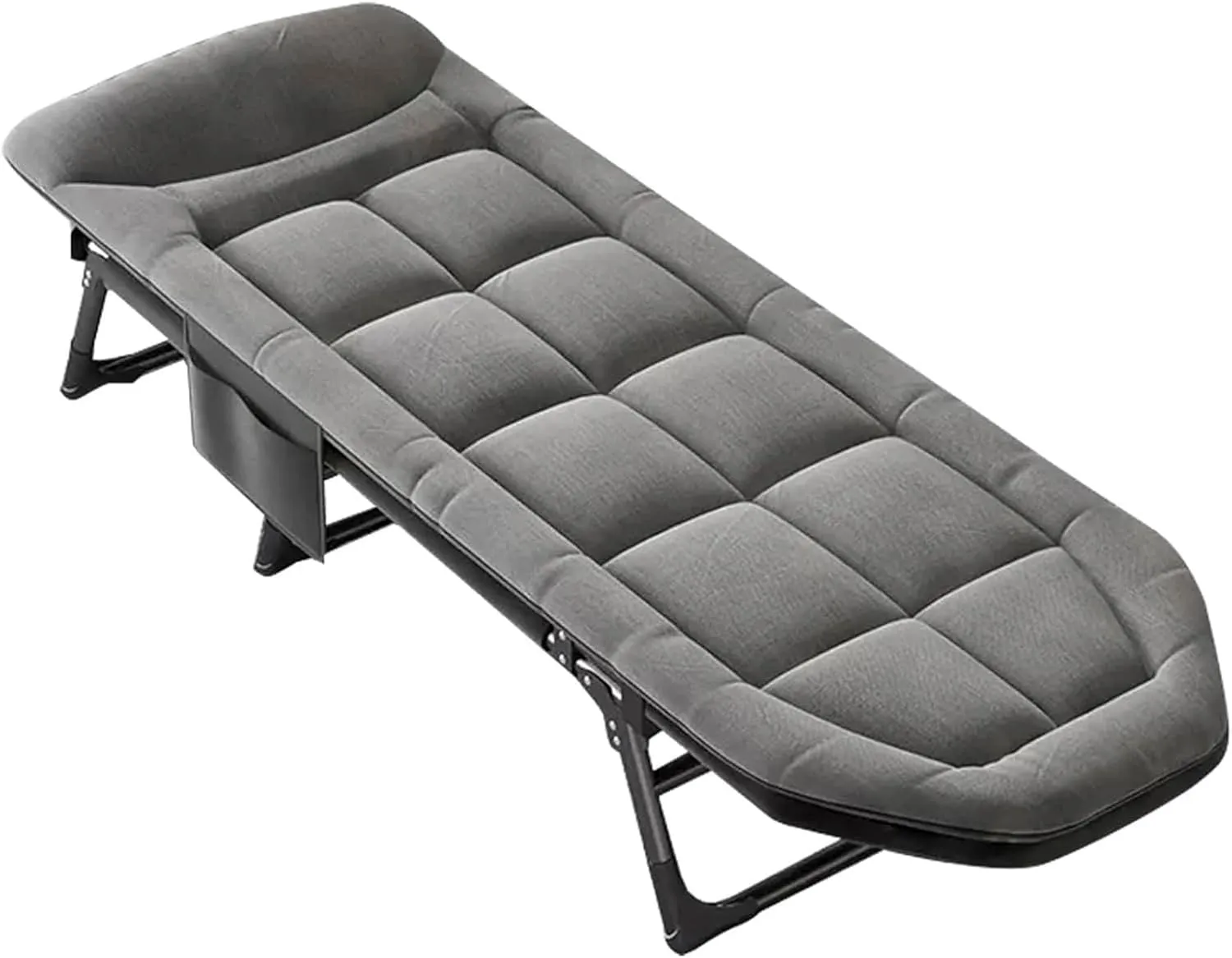 Gray, Folding Camping Cot for Adults with Mattress, Heavy Duty 6-Position Adjustable Chaise Lounge Chair, Portable Sleeping Bed for Outdoor,Tents,Fishing,Picnic,Hospital,Guest Bed