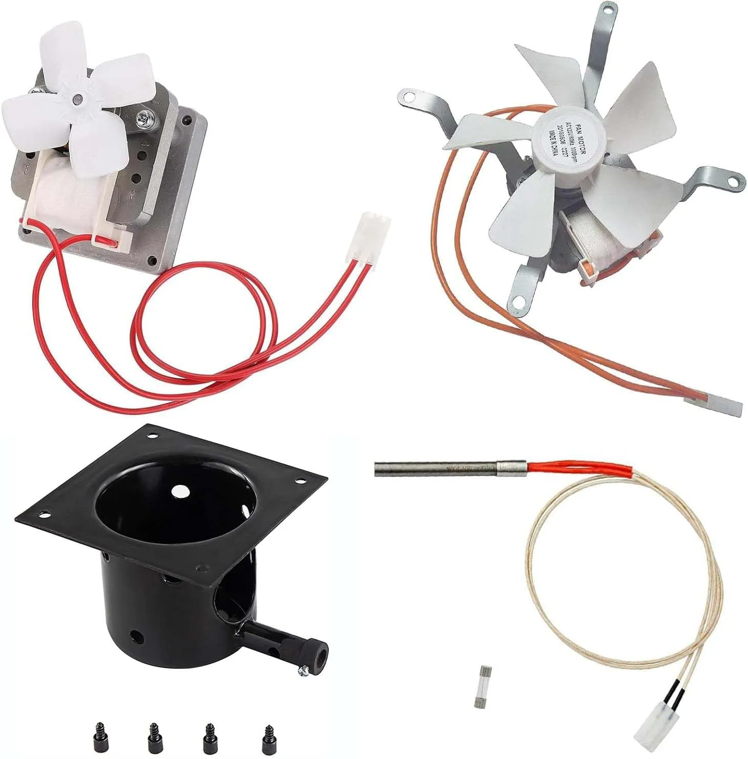 Grill Replacement Parts Kit-Auger Motor, Grill Induction Fan, Fire Burn Pot and Hot Rod Ignitor for Traeger Pit Boss Camp Chef Wood Pellet Grills,with Screws and Fuse