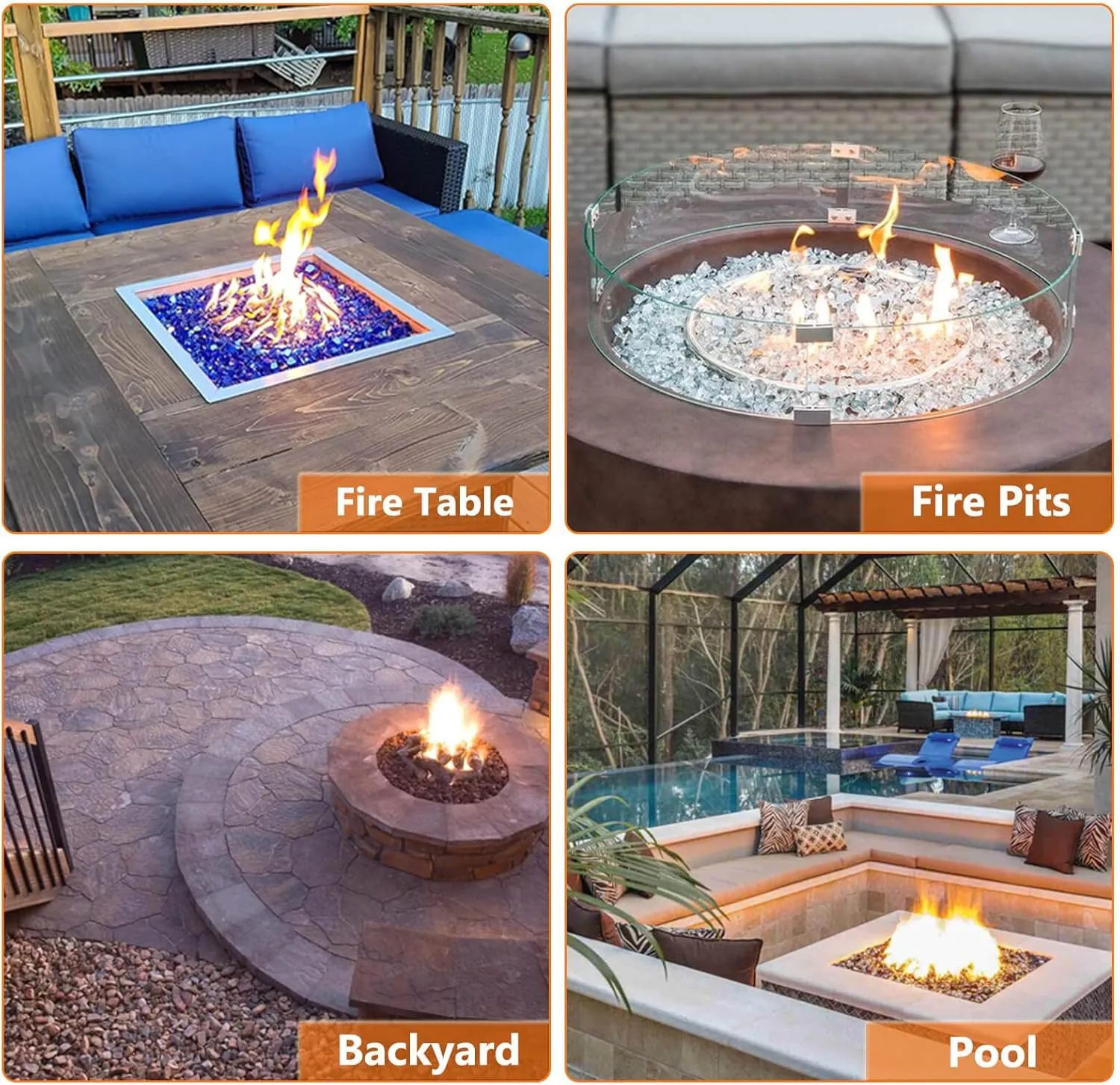 GRISUN Fire Pit Burner Ring Kit 24 Inch, Propane Firepit Kit, Come with Propane Fire Pit Hose Kit and Upgraded Gas Control Spark Ignition Kit, DIY Round Gas Fire Pit Kit, Stainless Steel