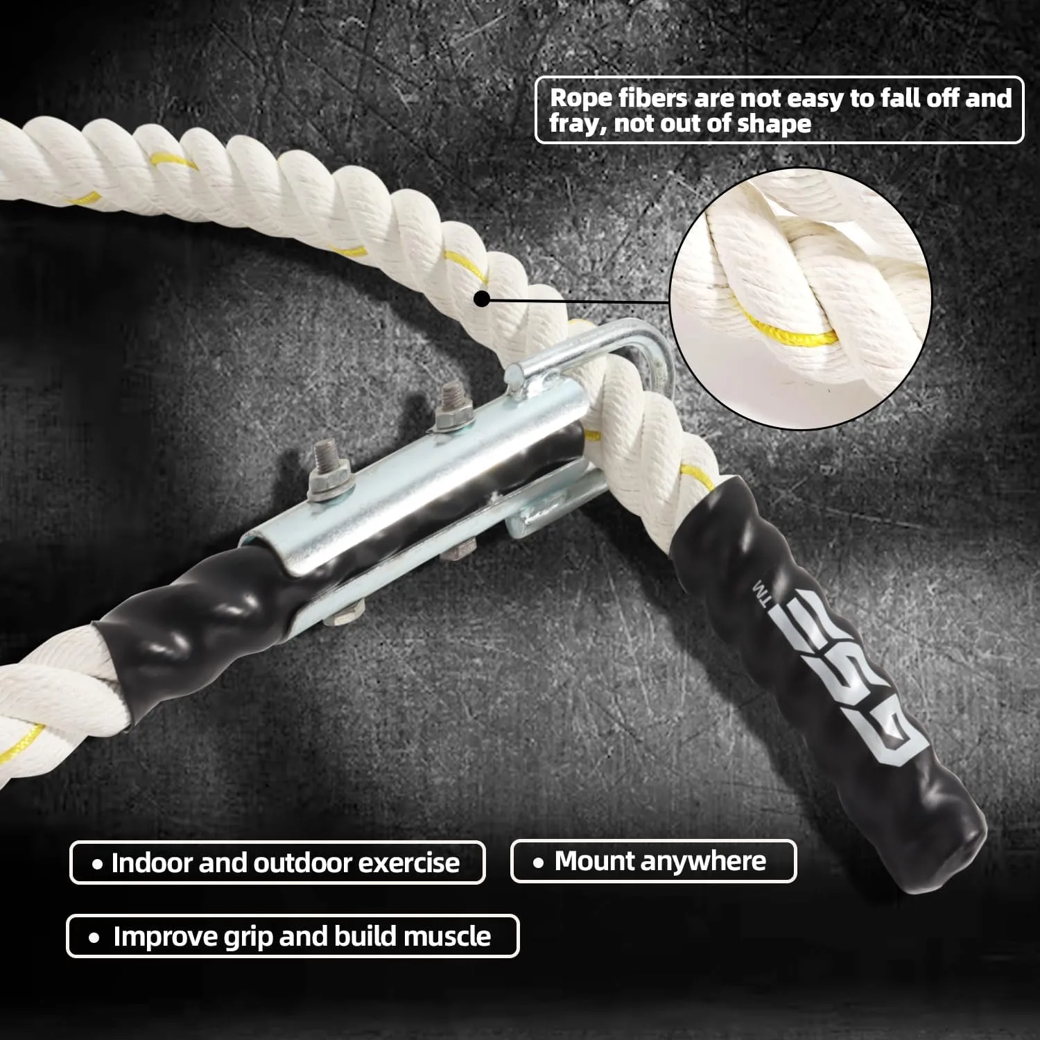 GSE Games & Sports Expert Gym Climbing Rope, Polyester Workout Rope for Indoor/Outdoor and Home Workouts, Great for Climbing Exercises, Strength Training - 6,10,15,20,25,30 Feet Lengths Available