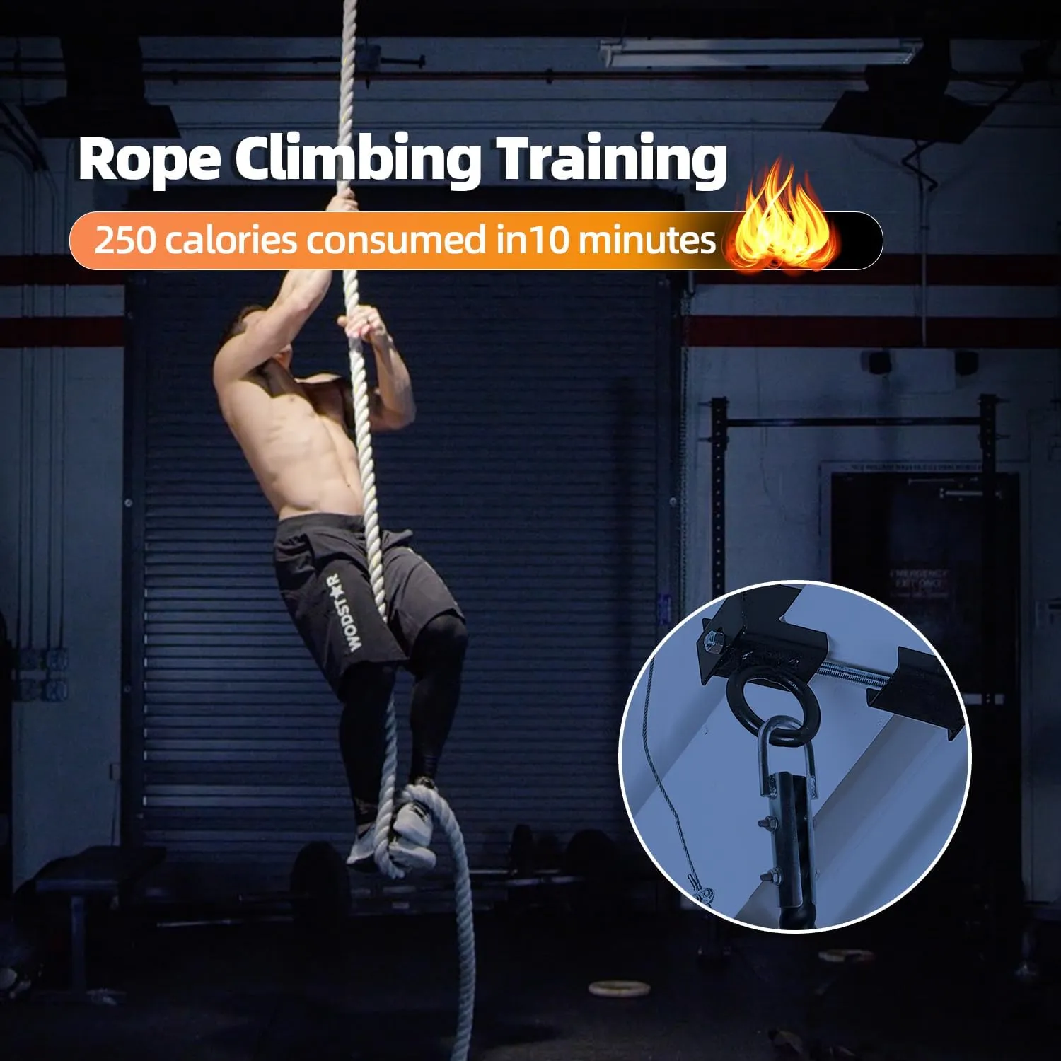 GSE Games & Sports Expert Gym Climbing Rope, Polyester Workout Rope for Indoor/Outdoor and Home Workouts, Great for Climbing Exercises, Strength Training - 6,10,15,20,25,30 Feet Lengths Available