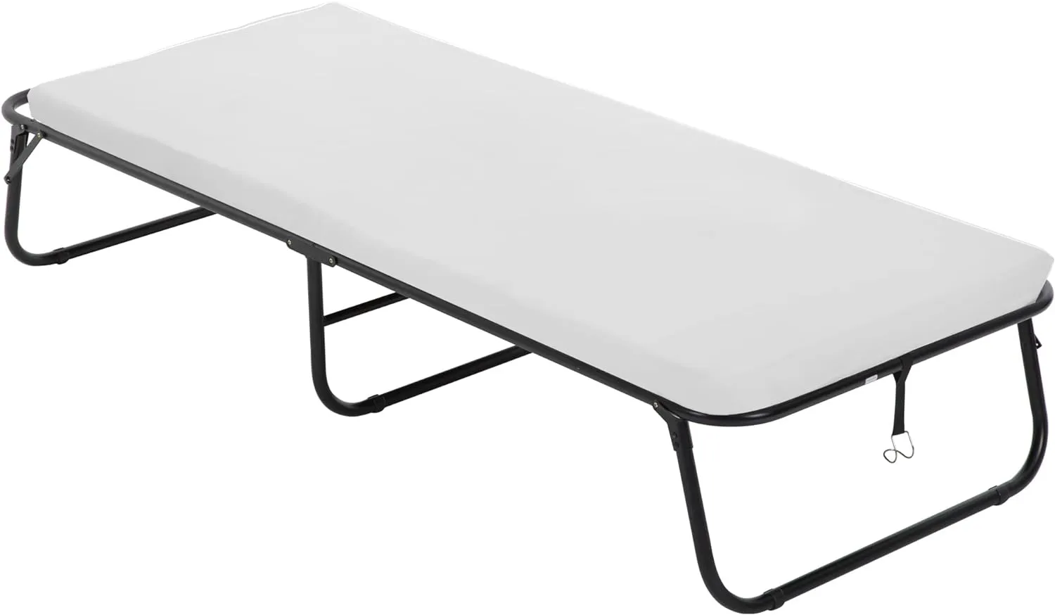 Guest Folding Bed Camping Cot Portable Beds Folding Bed Frame with 3.9 Inch Comfort Foam Mattress Strong Sturdy Frame Heavy Duty L77*W31*H12 Inches for Spare Bedroom & Office，White