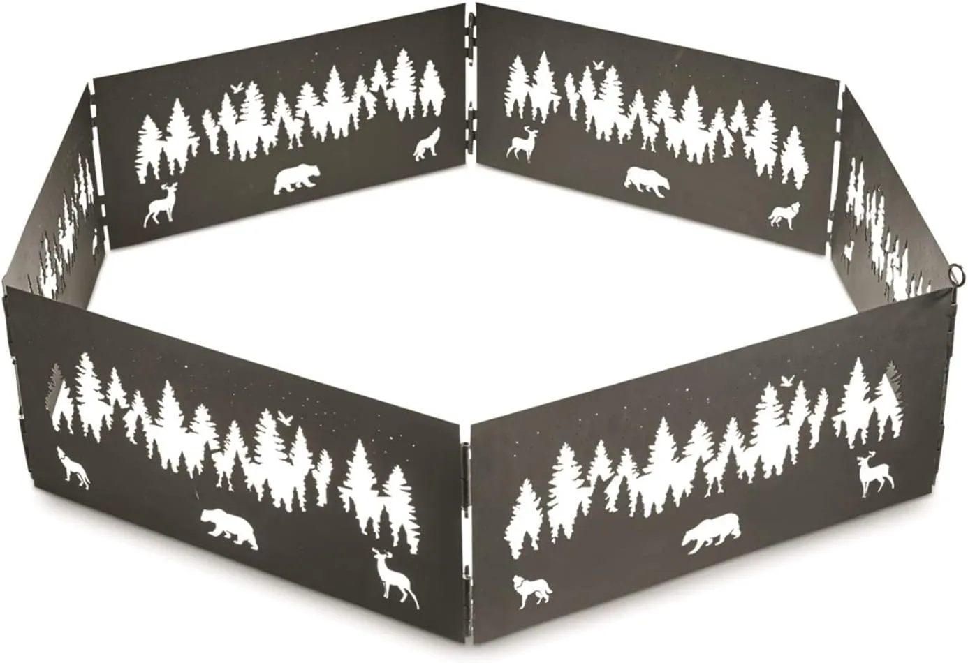 Guide Gear 36-Inch Folding Portable Campfire Fire Pit Ring Heavy-Duty Steel Wood-Burning Firepit Liner for Outdoor Camping Bonfires Outside