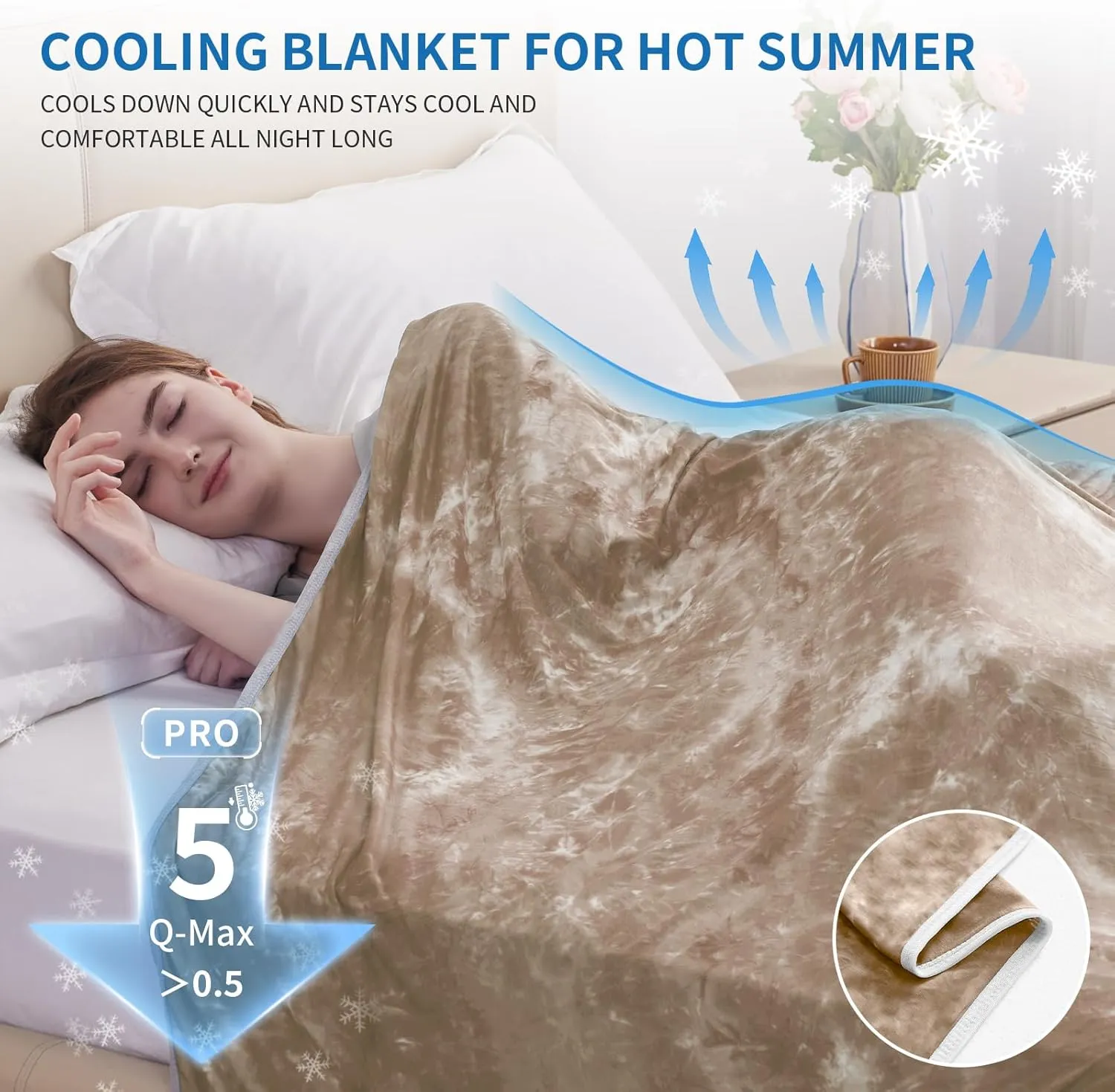 Guohaoi Cooling Throw Blanket for Hot Sleepers,Decortive Tie Dye,Arc-Chill Q-Max >0.5Cool Fiber,100% Oeko-Tex Certified,Lightweight Summer Cool Blanket for Ultra Cold Breathable,Keep Cool,50''x70''