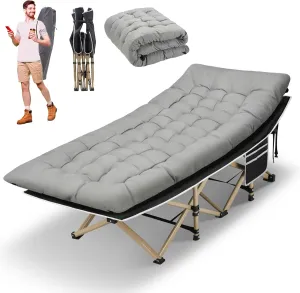 HABUTWAY Camping Cot, Portable Camping Cot for Adult, 28" Wide Sleeping Cot Max Load 600LBS with Thick Mattress and Carry Bag, Portable Camping Bed for Outdoor Camping/Office, Home Nap
