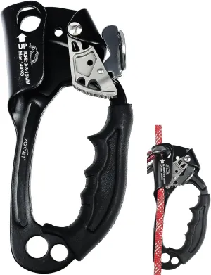 Hand Ascender High strength aluminum Alloy Climbing Ascender with Ergonomic Rubber Handle Strong Rappelling Gear Equipment for Rock Climbing Tree Arborist Rescue Mountaineering Caving Left Right Hand