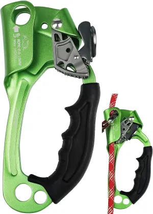 Hand Ascender High strength aluminum Alloy Climbing Ascender with Ergonomic Rubber Handle Strong Rappelling Gear Equipment for Rock Climbing Tree Arborist Rescue Mountaineering Caving Left Right Hand
