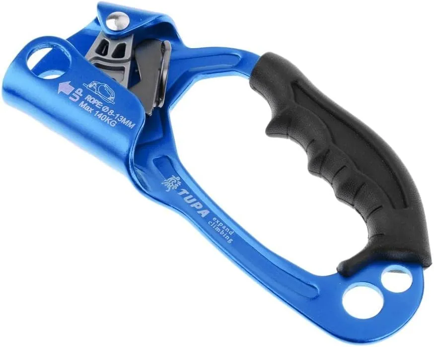 Hand Ascender Rock Climbing Tree Arborist Rappelling Gear Equipment Rope Clamp for 8~13MM Rope, Blue Right Hand, 22x8.6cm