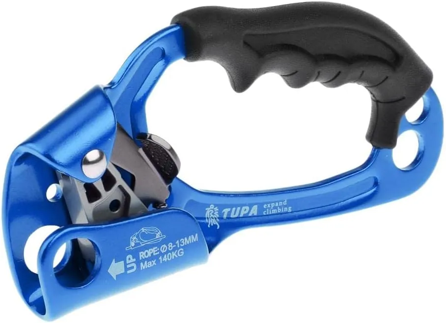 Hand Ascender Rock Climbing Tree Arborist Rappelling Gear Equipment Rope Clamp for 8~13MM Rope, Blue Right Hand, 22x8.6cm