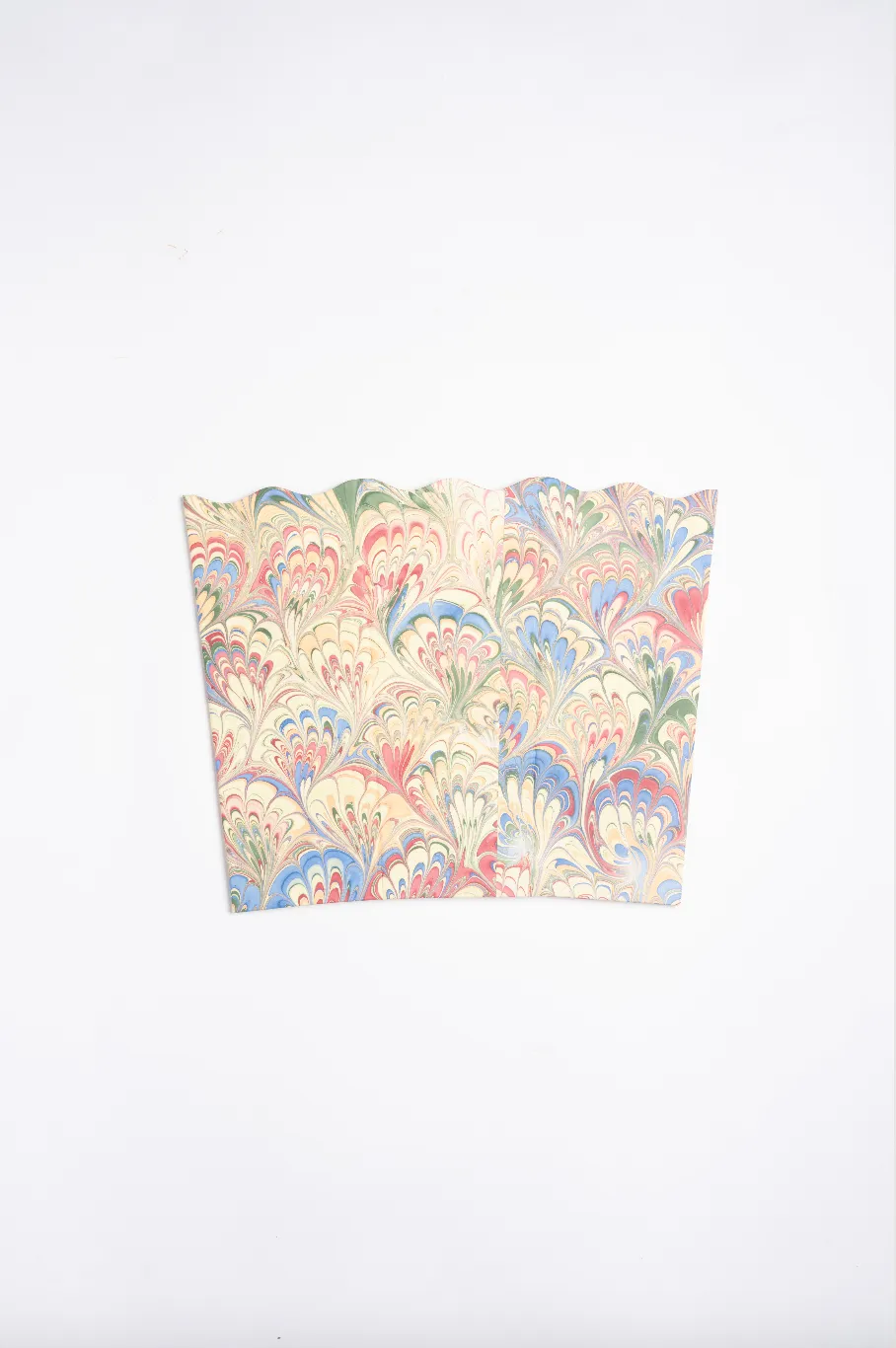 Hand-Marbled Scallop Waste Bin / Storage Bin in Multicolor