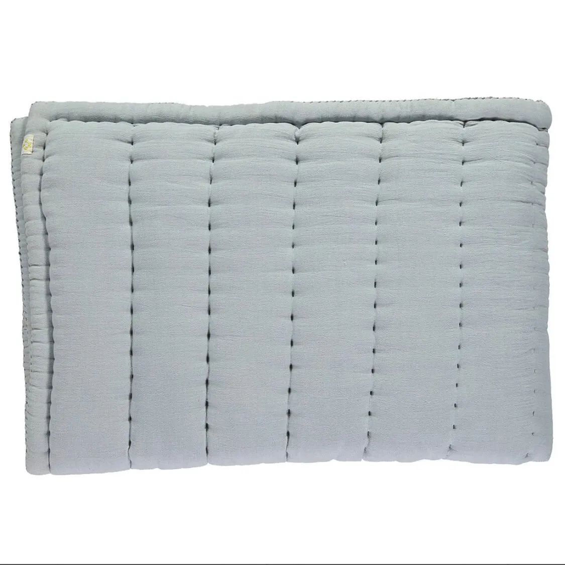 Hand Quilted Cot Blanket in Powder Blue