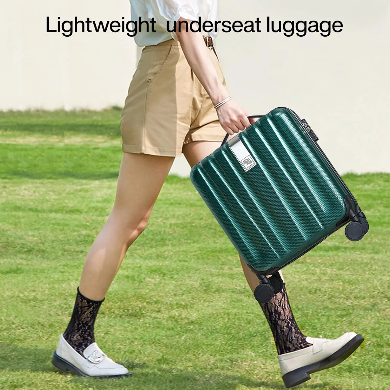 Hanke 16 Inch Underseat Carry on Luggage with Wheels,Small Hard Shell Suitcases for Weekender,Tsa Approved Lightweight Travel Luggage Suitcase for Womem Men,Blackish Green.