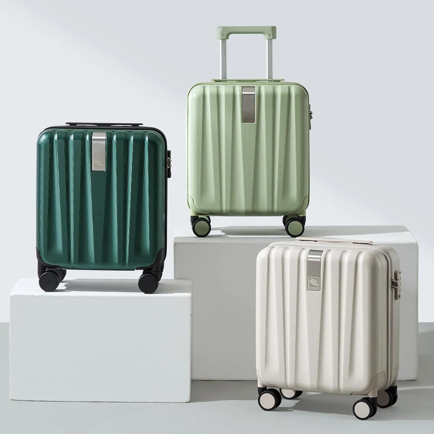 Hanke 16 Inch Underseat Carry on Luggage with Wheels,Small Hard Shell Suitcases for Weekender,Tsa Approved Lightweight Travel Luggage Suitcase for Womem Men,Blackish Green.