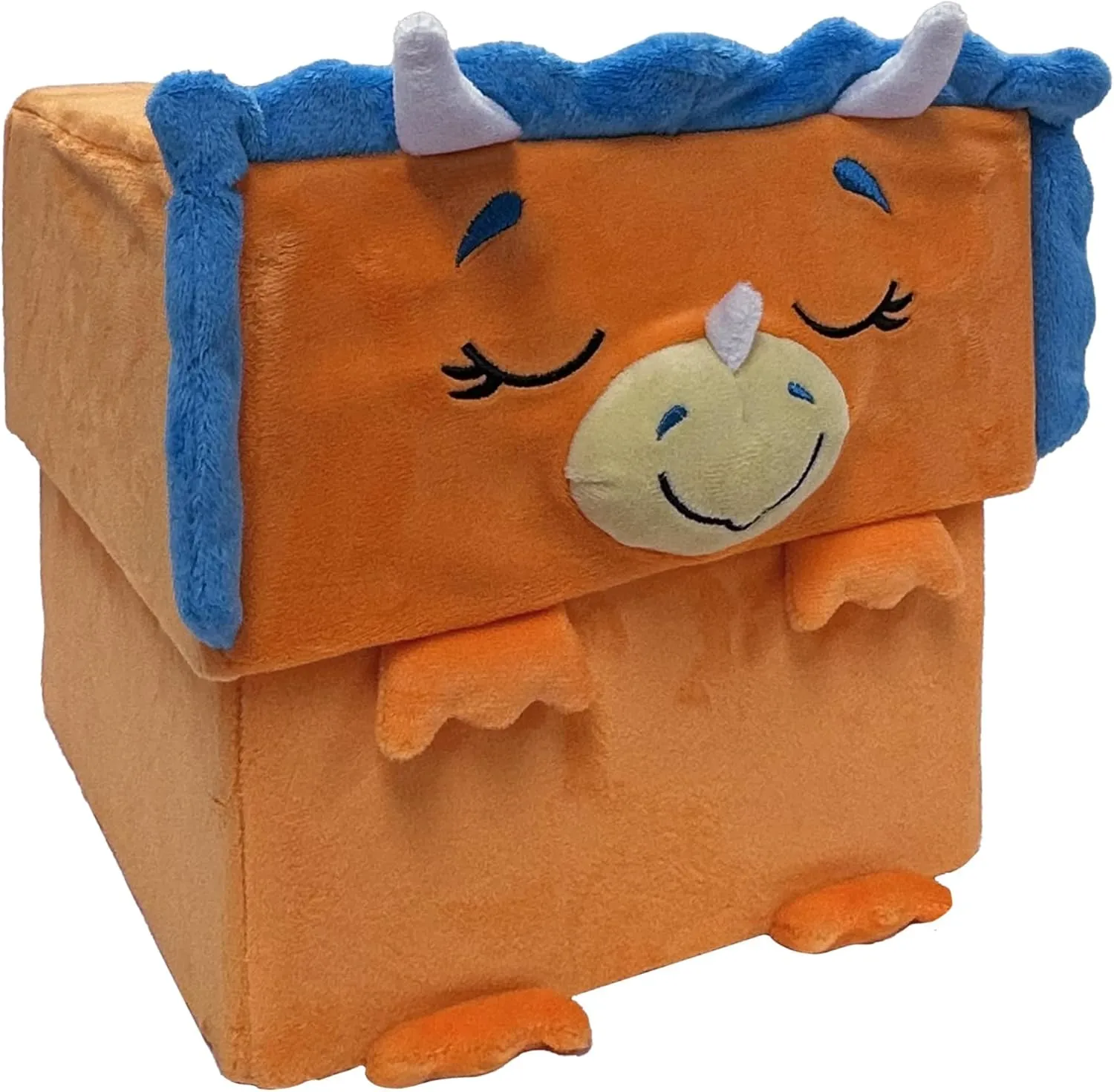 Happy Nappers: Adorable Storables -Dino Triceratops- Brown/Blue- 8” Character Box & Surprise 8” Plush Toy, Weighted Paws, Square Storage Bin, Kids 1 