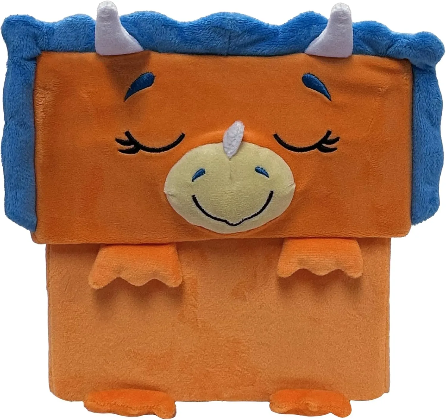 Happy Nappers: Adorable Storables -Dino Triceratops- Brown/Blue- 8” Character Box & Surprise 8” Plush Toy, Weighted Paws, Square Storage Bin, Kids 1 
