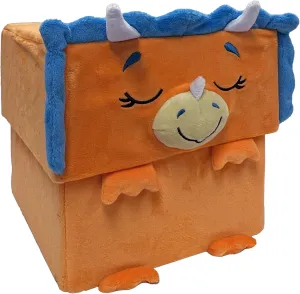 Happy Nappers: Adorable Storables -Dino Triceratops- Brown/Blue- 8” Character Box & Surprise 8” Plush Toy, Weighted Paws, Square Storage Bin, Kids 1 
