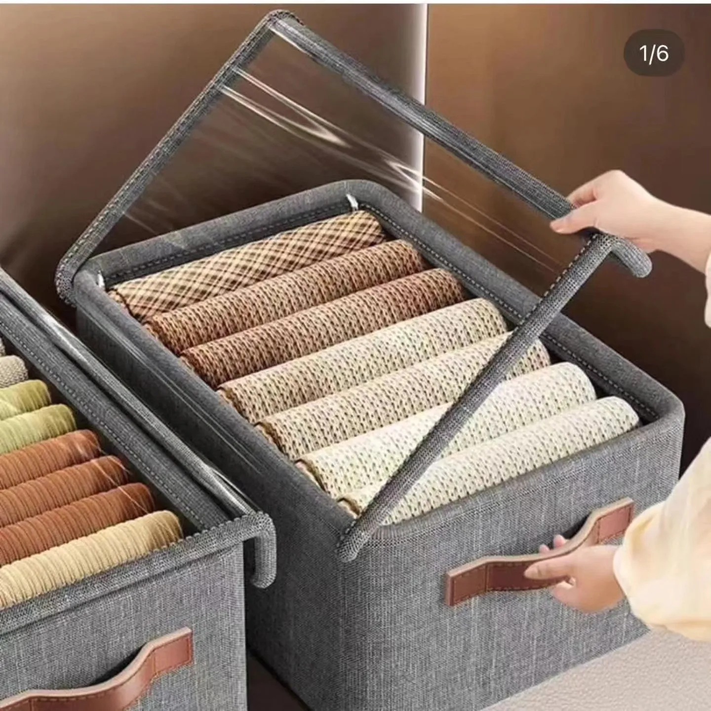 Hard fabric Collapsible Closet Organizer with a Cover-