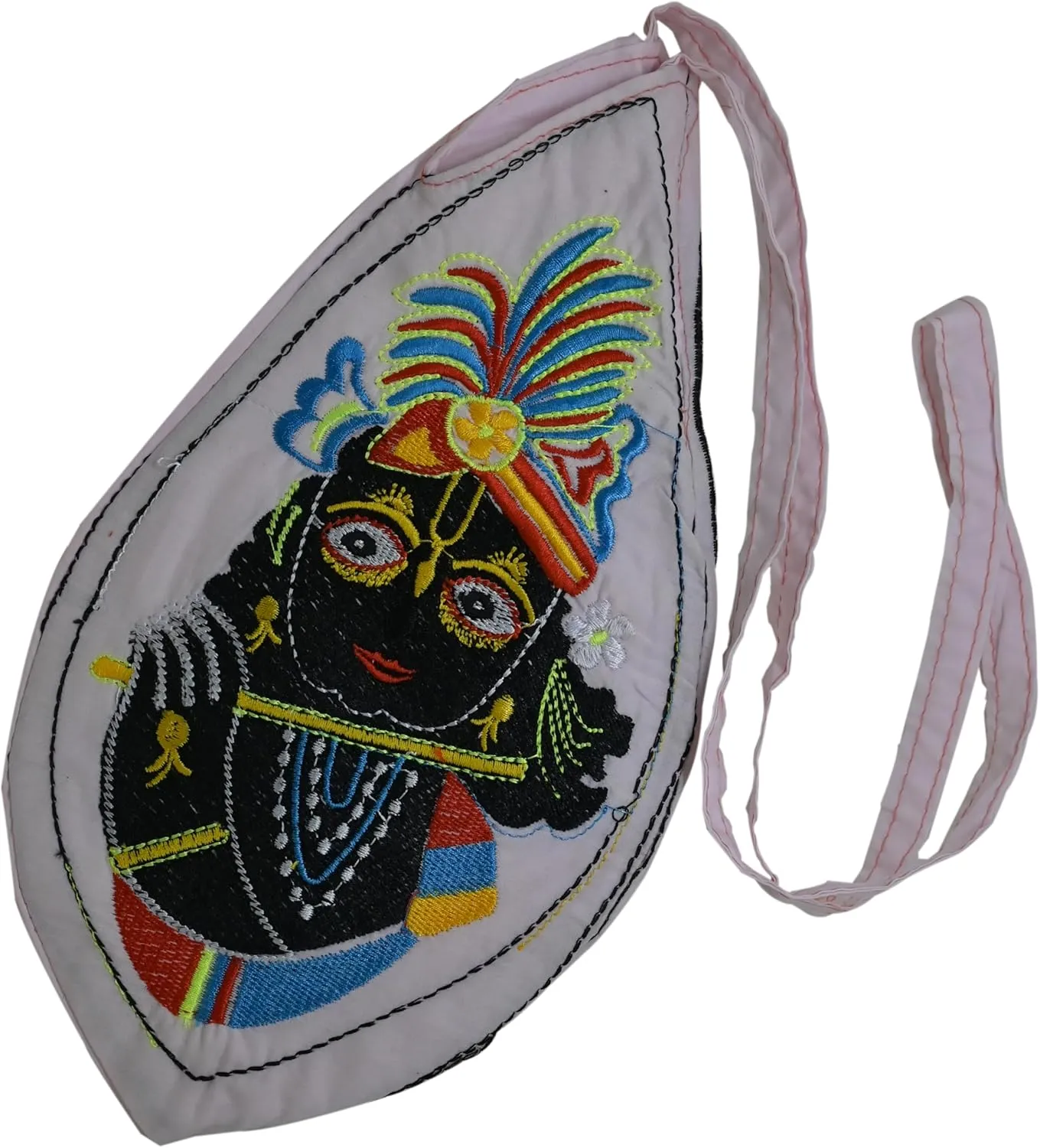Hare Krishna Embroidered Bag Jaap Bag Cotton Bead Bag/Japa Mala Bag/Jholi/Chanting Bag/Meditation with Zip Pocket