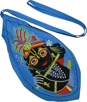 Hare Krishna Embroidered Bag Jaap Bag Cotton Bead Bag/Japa Mala Bag/Jholi/Chanting Bag/Meditation with Zip Pocket