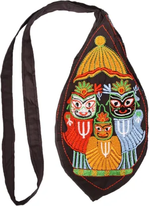 Hare Krishna Jagannath Baldev Subhadra Bead Bag/Japa Mala Bag/Jholi/Chanting Bag with Zip Pocket