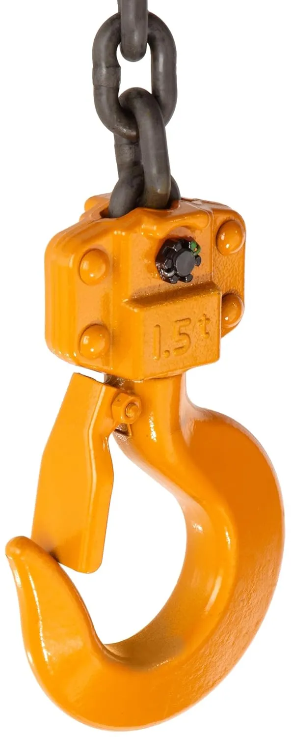 Harrington CF Hand Chain Hoist, Hook Mount, 1 Ton Capacity, 20' Lift, 14.6" Headroom, 1.1" Hook Opening