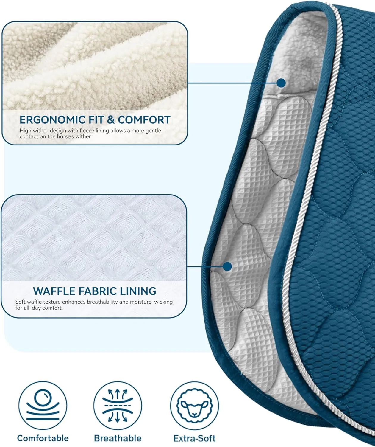 Harrison Howard General Purpose Horse Saddle Pad English All Purpose Cushioning Back Support for Horse Riding