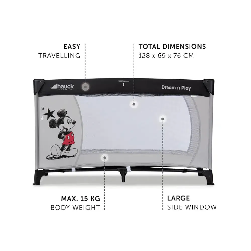 Hauck Dream N Play Travel Cot - Disney Mickey Stars