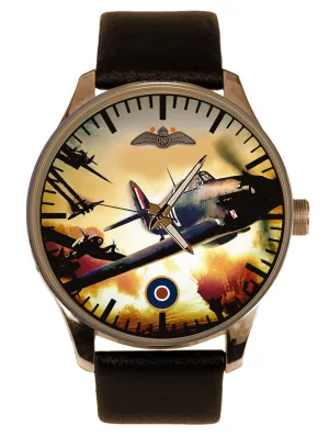 Hawker Hurricane Dogfighting Fire Colors WW-II RAF Battle of Britian Retro Solid Brass Watch