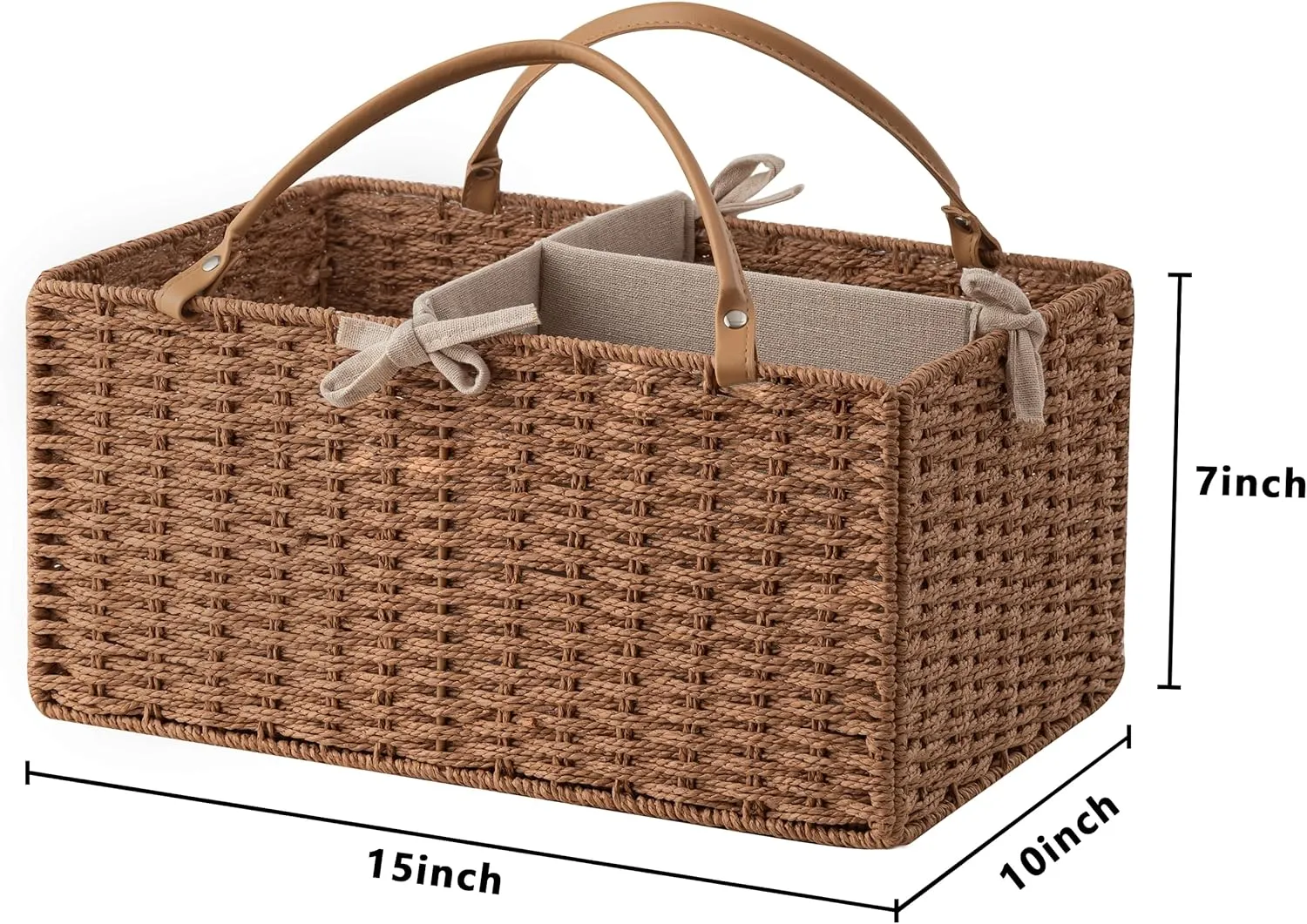 HBlife Large Baby Diaper Caddy Organizer, Paper Rope Storage Baskets Nursery Bin with Removable Divider, Portable Car Organizer for Diapers, Baby Shower Gifts, Newborn Essentials Must Haves