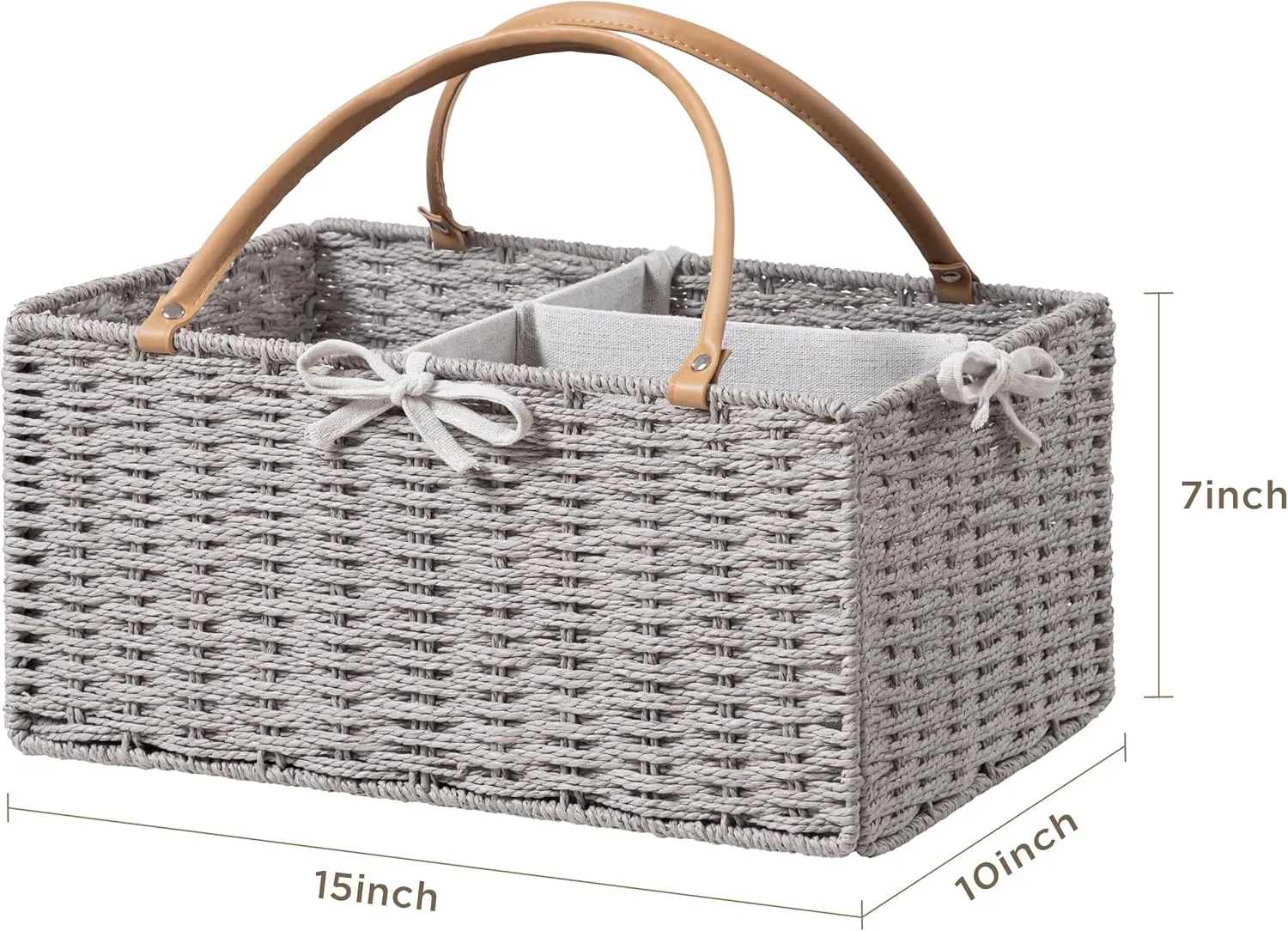 HBlife Large Baby Diaper Caddy Organizer, Paper Rope Storage Baskets Nursery Bin with Removable Divider, Portable Car Organizer for Diapers, Baby Shower Gifts, Newborn Essentials Must Haves