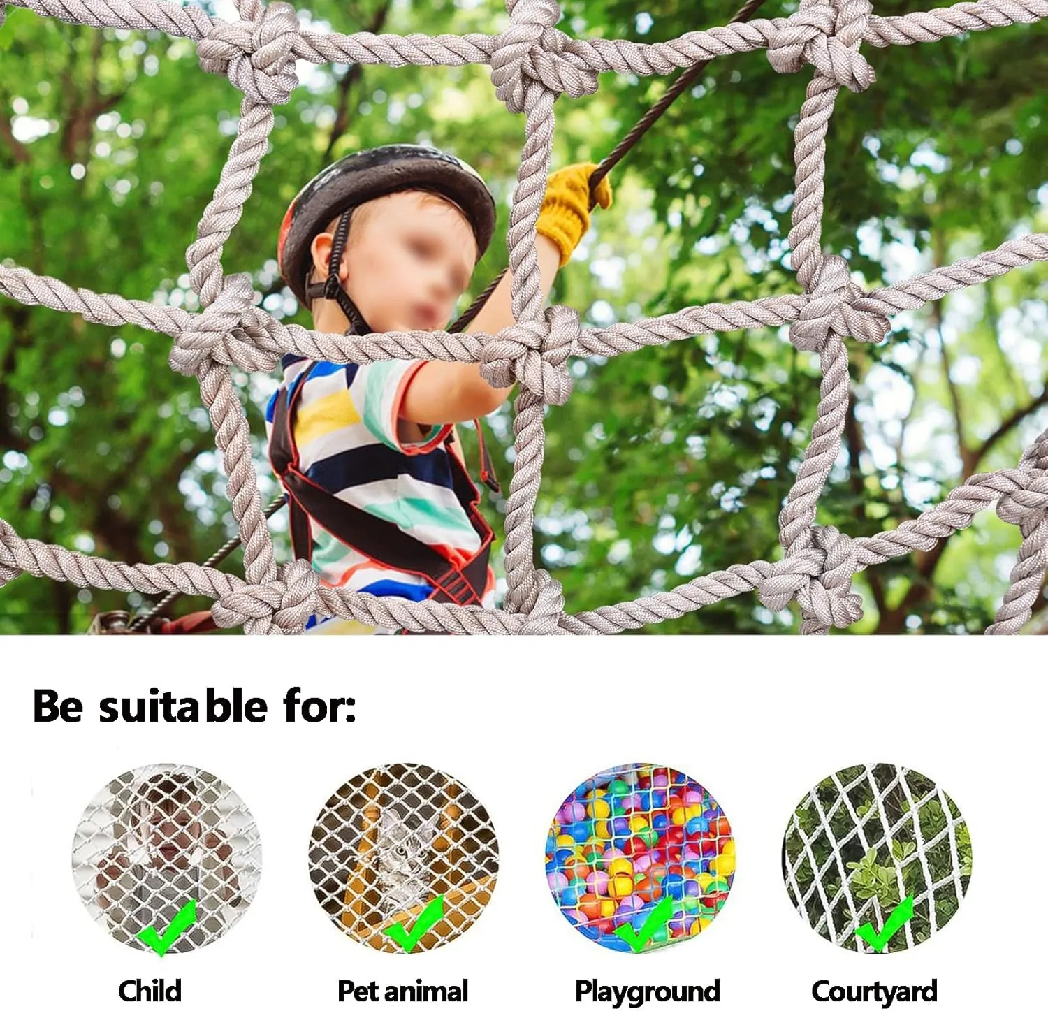 Heavy Duty Climbing Cargo Net Cargo Rope Ladder Truck Trailer Fence Netting Rope Safety Protection Net for Stair Balcony Railing Indoor/Outdoor,3.3FTx9.8FT