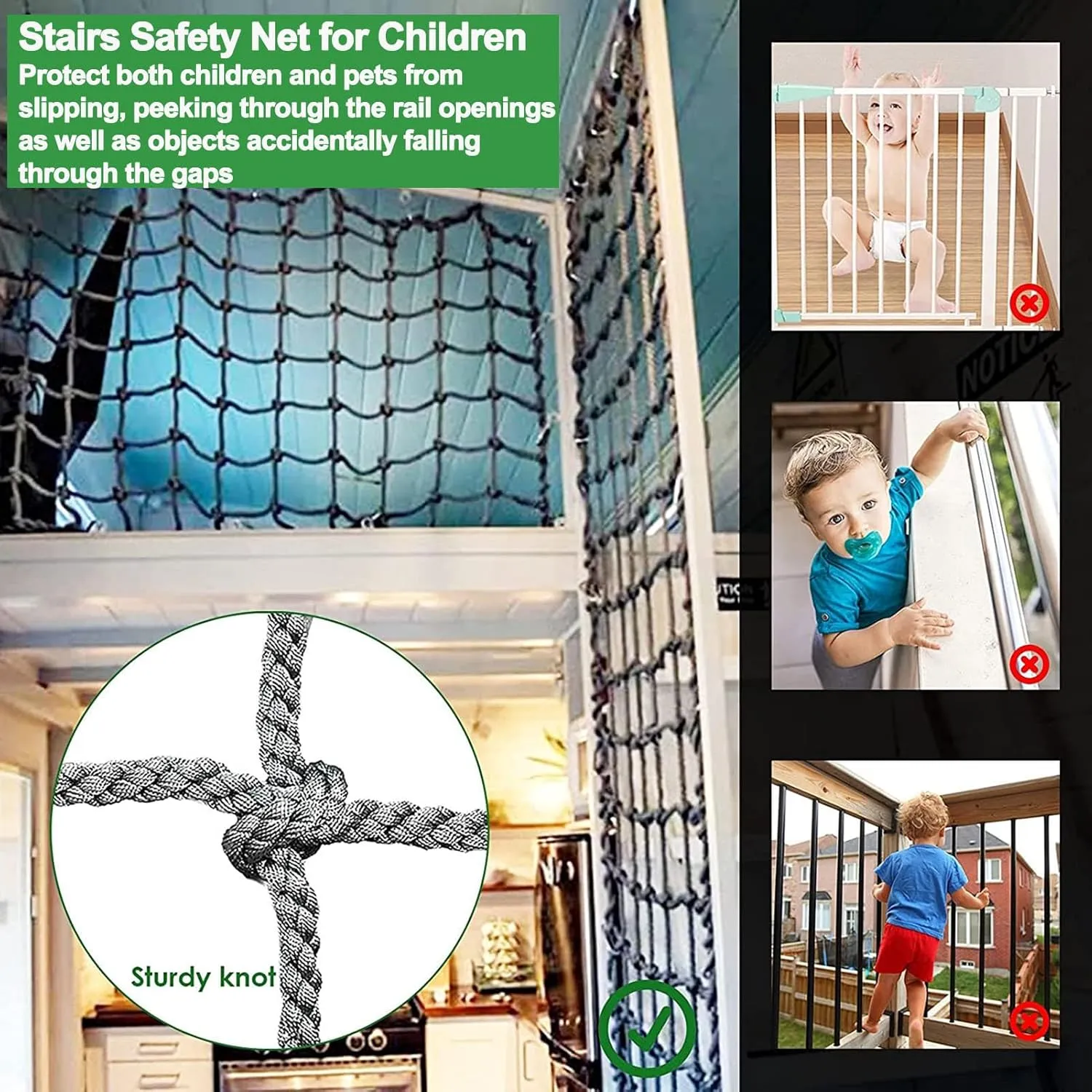 Heavy Duty Climbing Cargo Net for Adults and Kids Backyard Climbing Net Rope Ladder Playground Safety Nets Kids Tree House Swing Hammock,6.6x18ft
