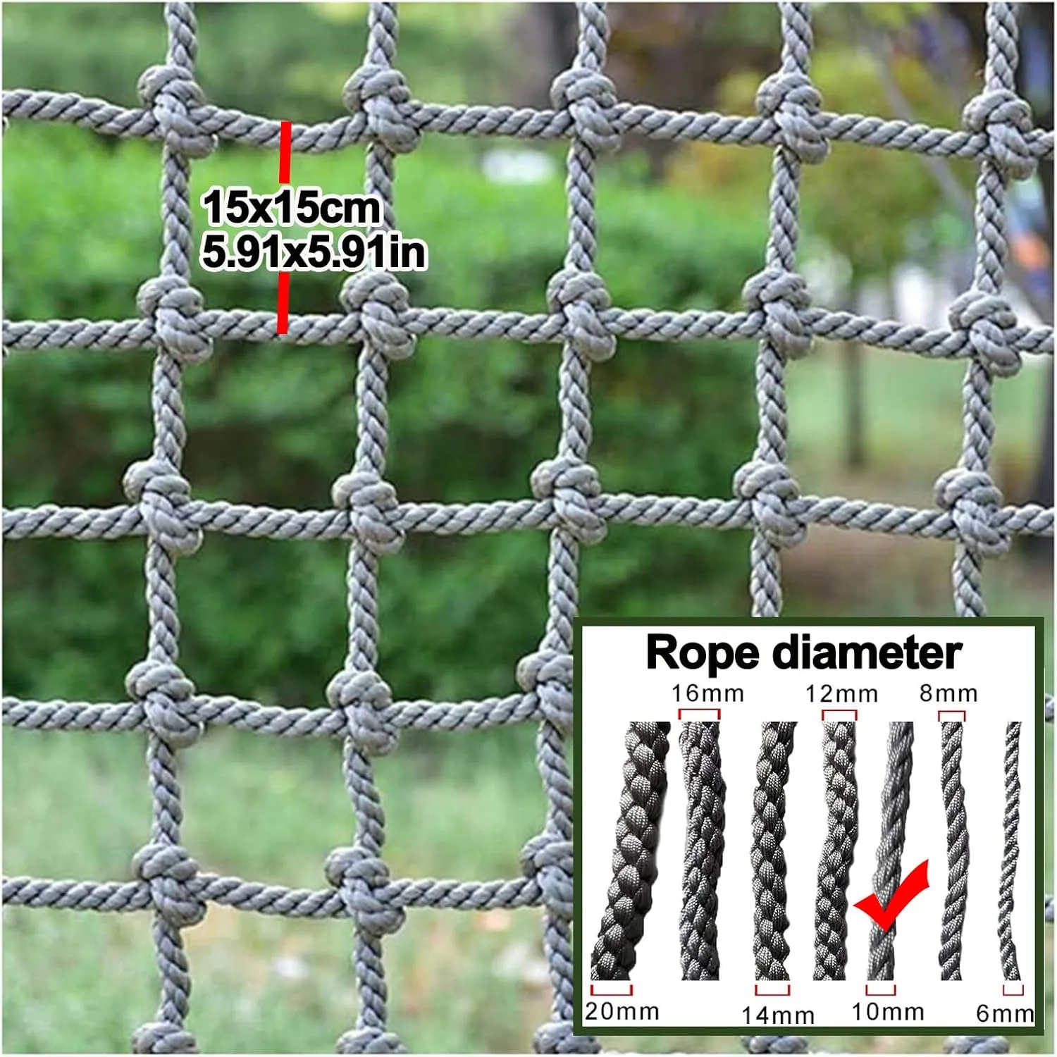 Heavy Duty Climbing Cargo Net for Adults and Kids Backyard Climbing Net Rope Ladder Playground Safety Nets Kids Tree House Swing Hammock,6.6x18ft