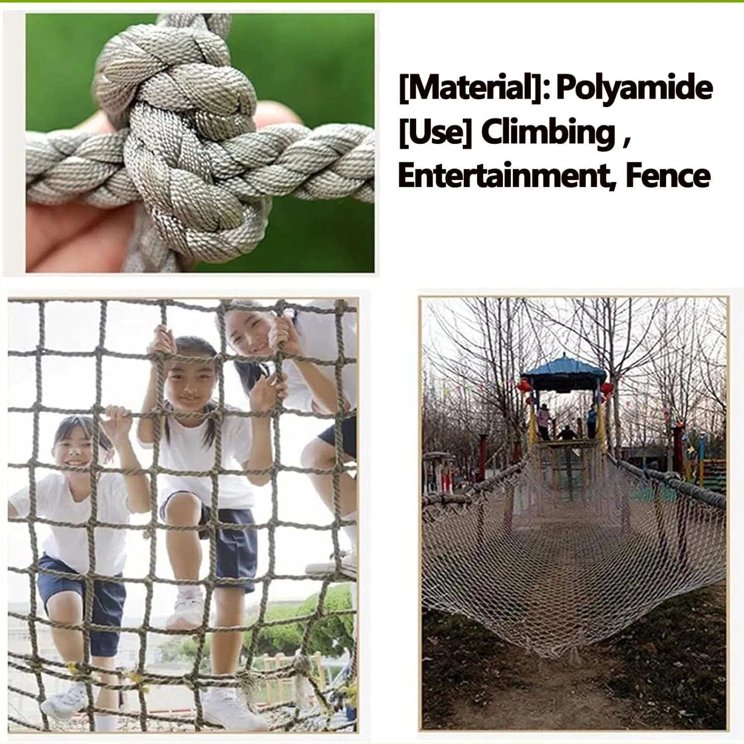 Heavy Duty Climbing Cargo Net for Adults and Kids Backyard Climbing Net Rope Ladder Playground Safety Nets Kids Tree House Swing Hammock,6.6x18ft