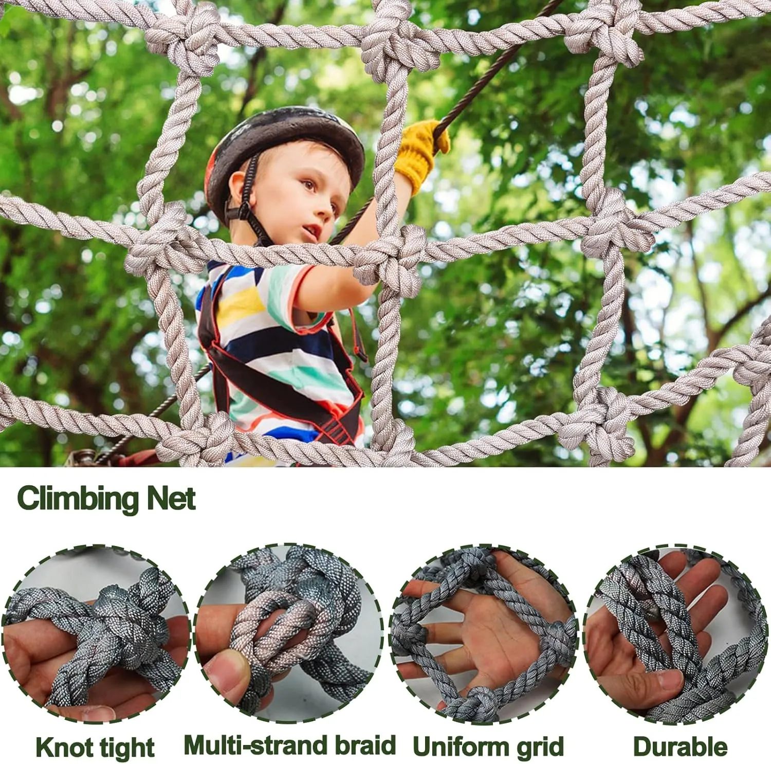 Heavy Duty Climbing Cargo Net for Kids Adults Backyard Playgrounds Net Climbing Rope Ladder Treehouse for Stair Balcony Railing Protection Net,1Mx10M(3.3FTx33FT)