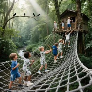 Heavy Duty Climbing Cargo Net for Outdoor Gyms Climbing Net for Kids Rope Safety Net Tree House Rope Bridge for Stair Balcony Railing Patio Backyard,6x6m(19.7x19.7ft)