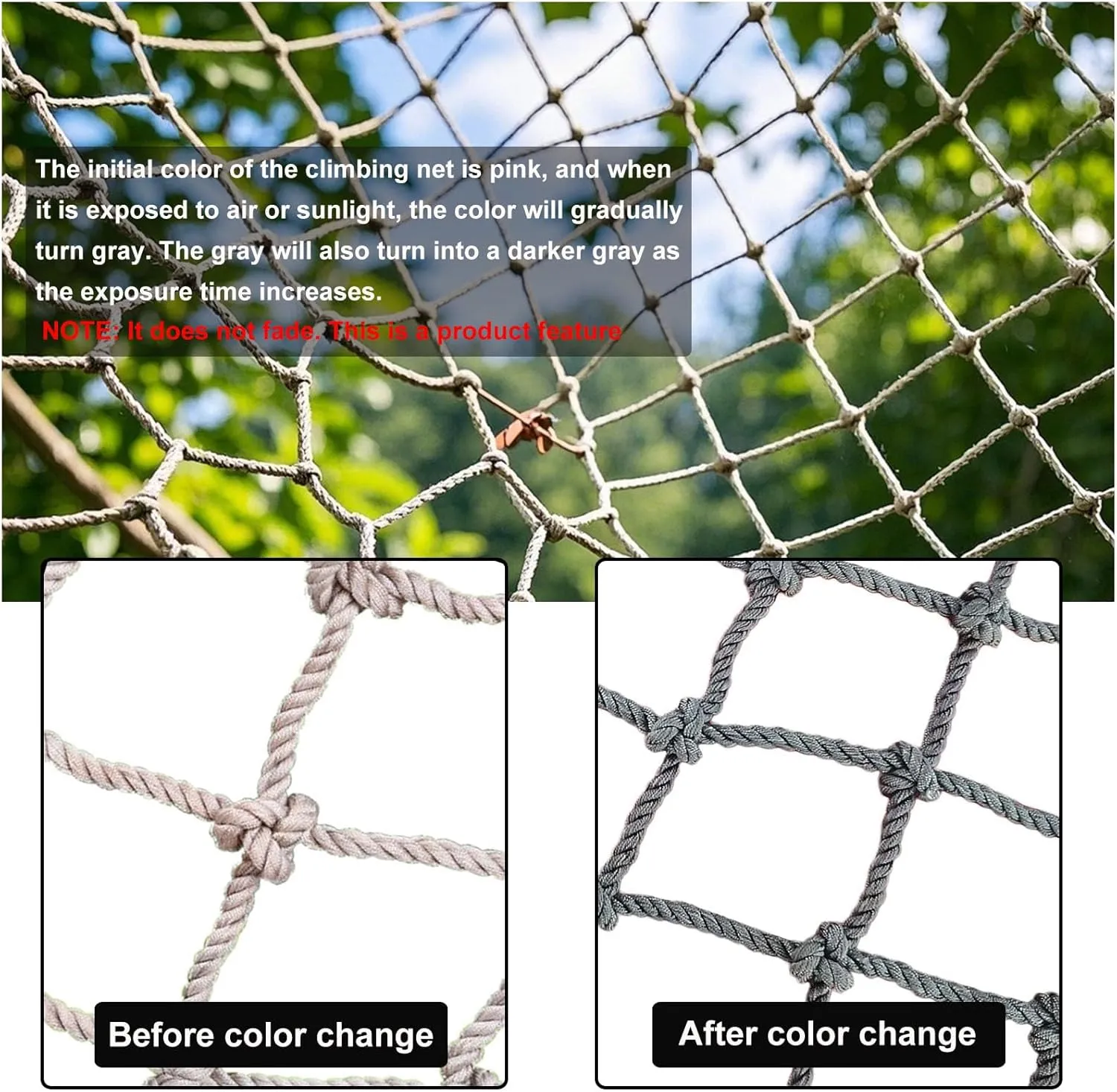 Heavy-Duty Climbing Cargo Net – Large Playground Net Climbing Net for Kids | Indoor & Outdoor Safety Net | Treehouse Rope Ladder,Swing Set Accessory,2×3m /6.56×9.84 ft