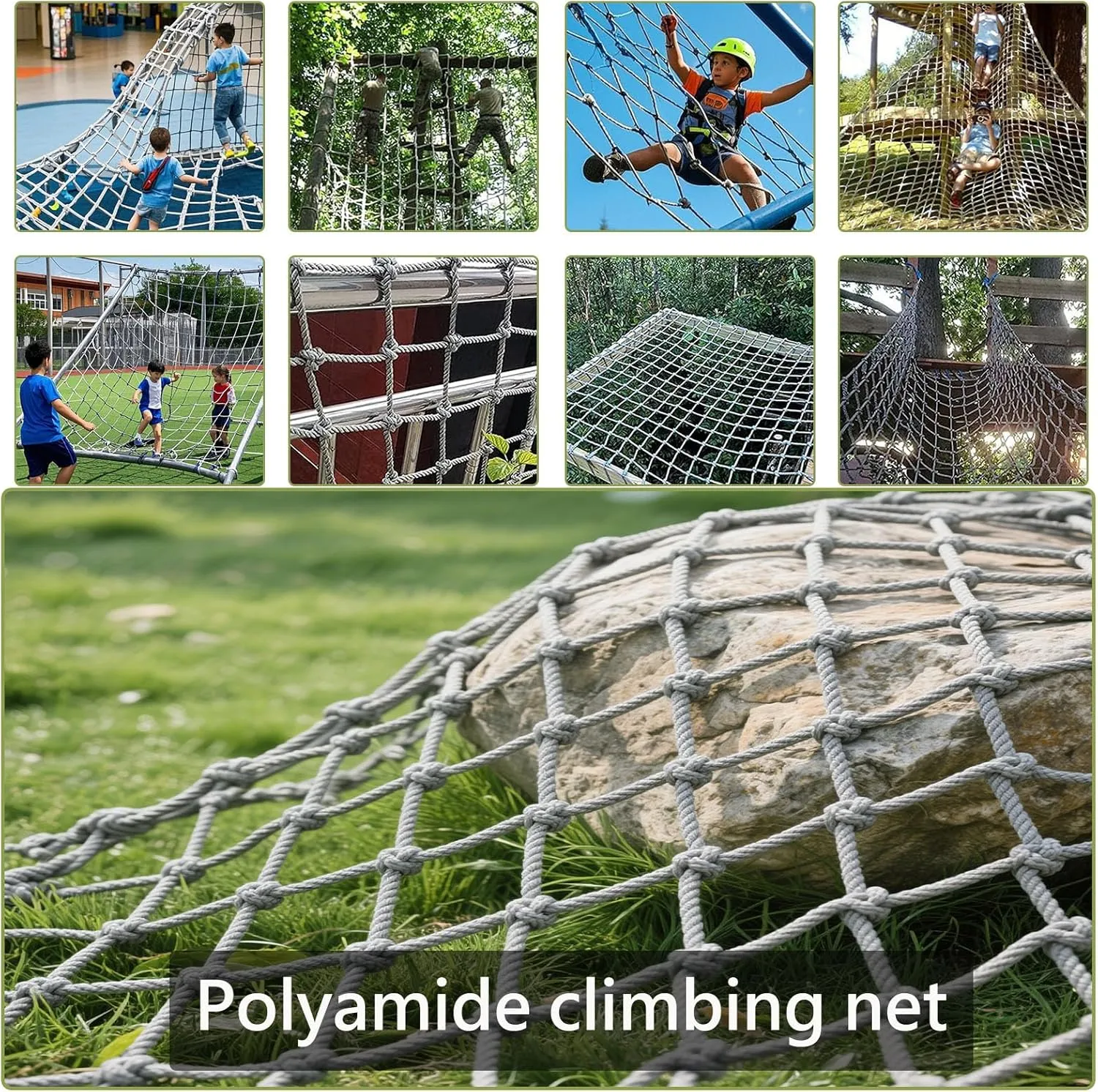 Heavy-Duty Climbing Cargo Net – Large Playground Net Climbing Net for Kids | Indoor & Outdoor Safety Net | Treehouse Rope Ladder,Swing Set Accessory,2×3m /6.56×9.84 ft